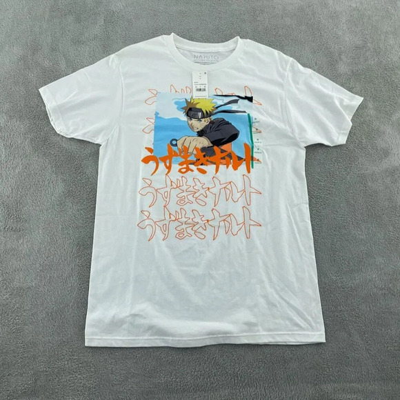 Naruto Shippuden White Graphic T-Shirt Medium Athletic Fit Cotton NWT 1556 - Picture 1 of 9